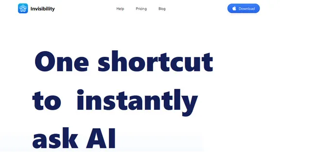 screen shot of Invisibility AI web page