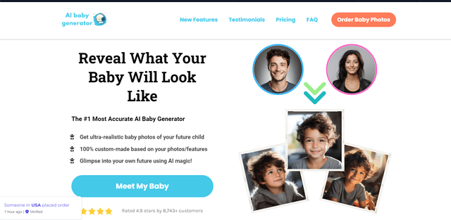 screen shot of AI Baby Generator web page