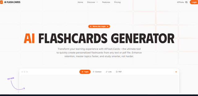 screen shot of AIFlash.Cards web page