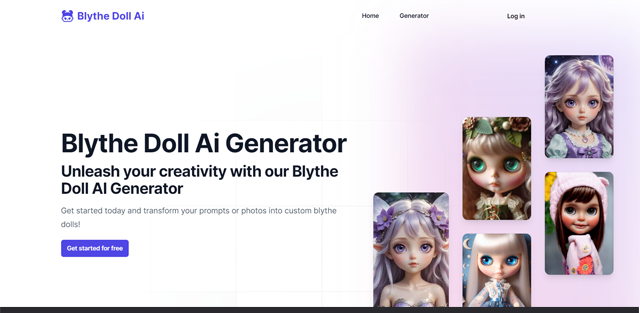 screen shot of Blythe Doll AI web page