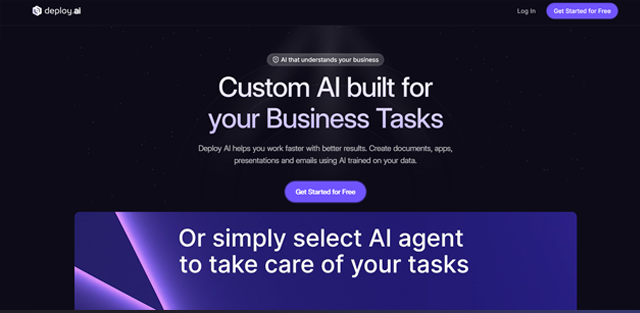 screen shot of Deploy AI web page