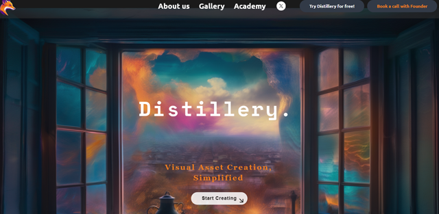 screen shot of Distillery web page