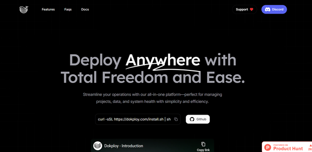 screen shot of Dokploy web page