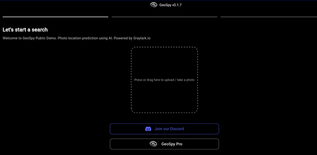 screen shot of GeoSpy web page