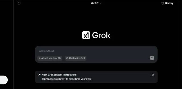 screen shot of Grok 3 AI web page