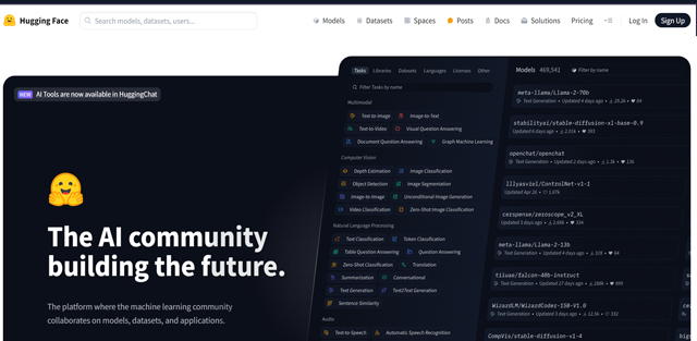 screen shot of Hugging Face web page