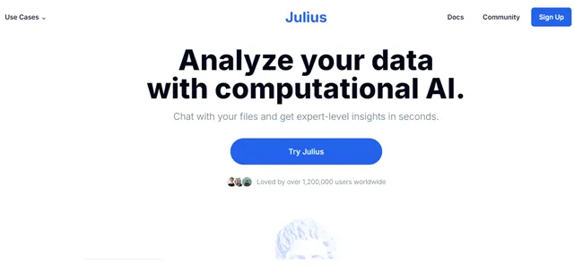 screen shot of Julius AI web page