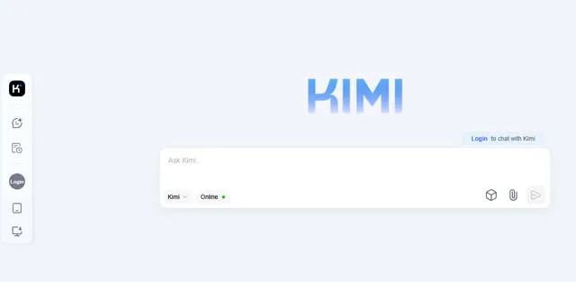 screen shot of Kimi AI web page