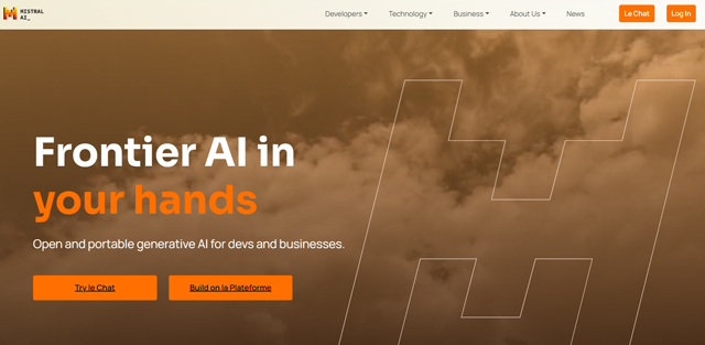 screen shot of Mistral AI web page