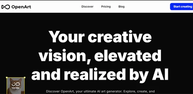 screen shot of OpenArt AI web page