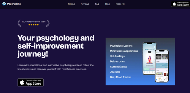 screen shot of Psychpedia web page