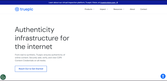 screen shot of Truepic web page